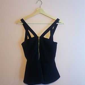 Front Zip Going Out Black Tank